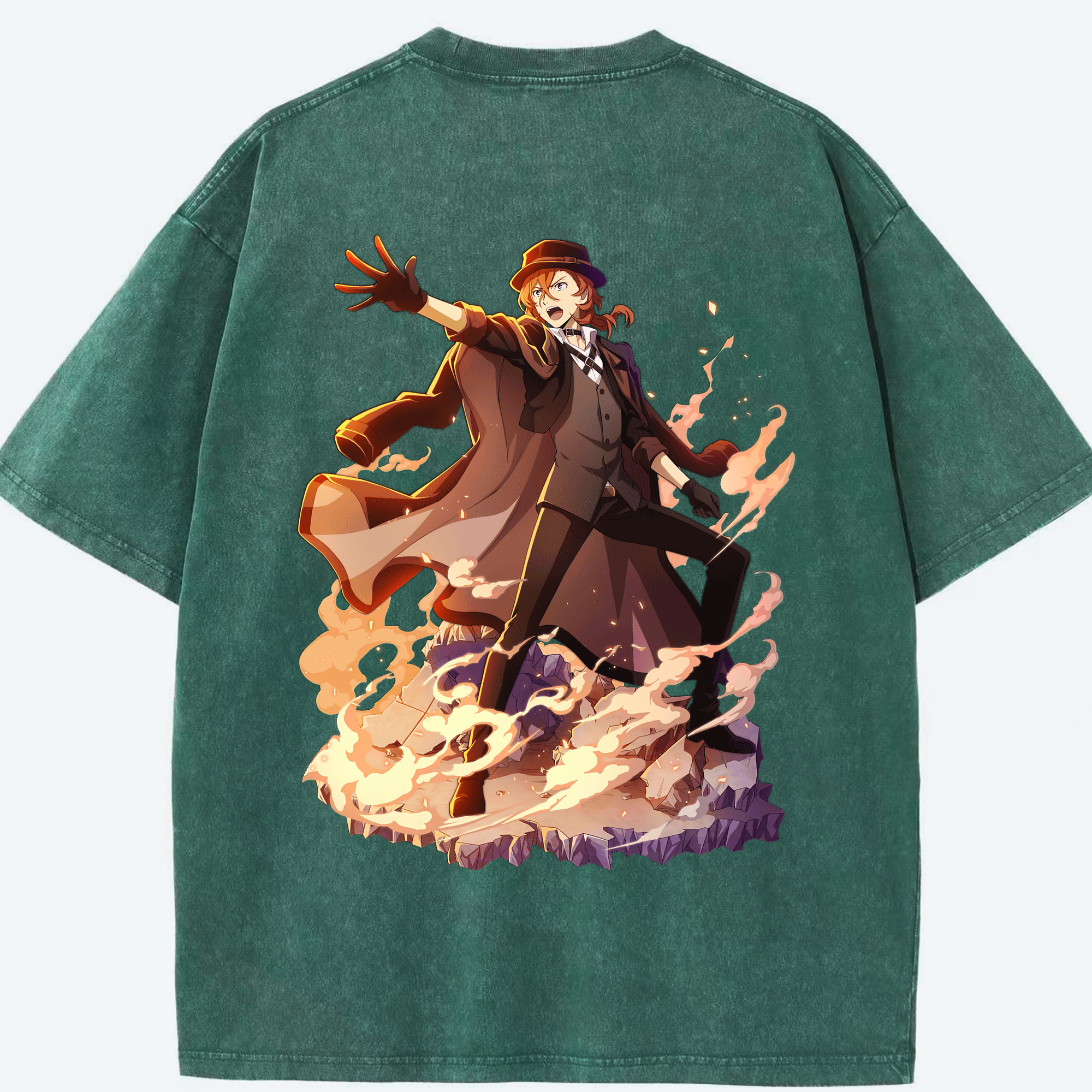 （画像用） 文豪ストレイドッグス Bungo Stray Dogs 綿100% ヴィンテージ風 半袖Tシャツ（背面プリント）